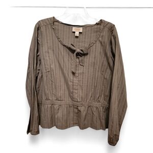 Talbots Petite Grey Striped Blouse